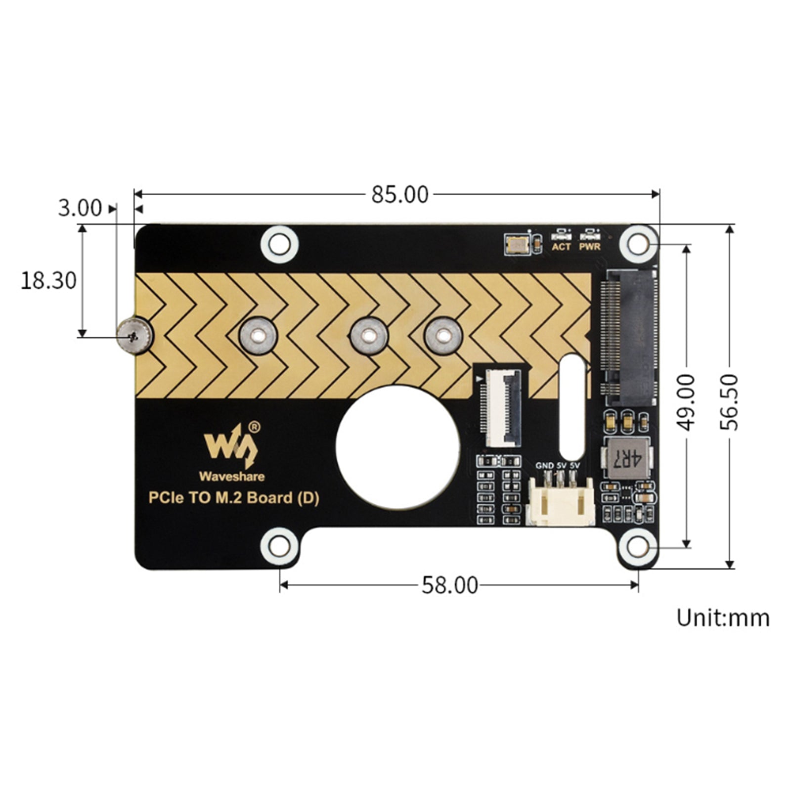 Carte d'extension de transmission Raspberry Pi 5 PCIE vers M.2, Rotor d'interface 8Gbps