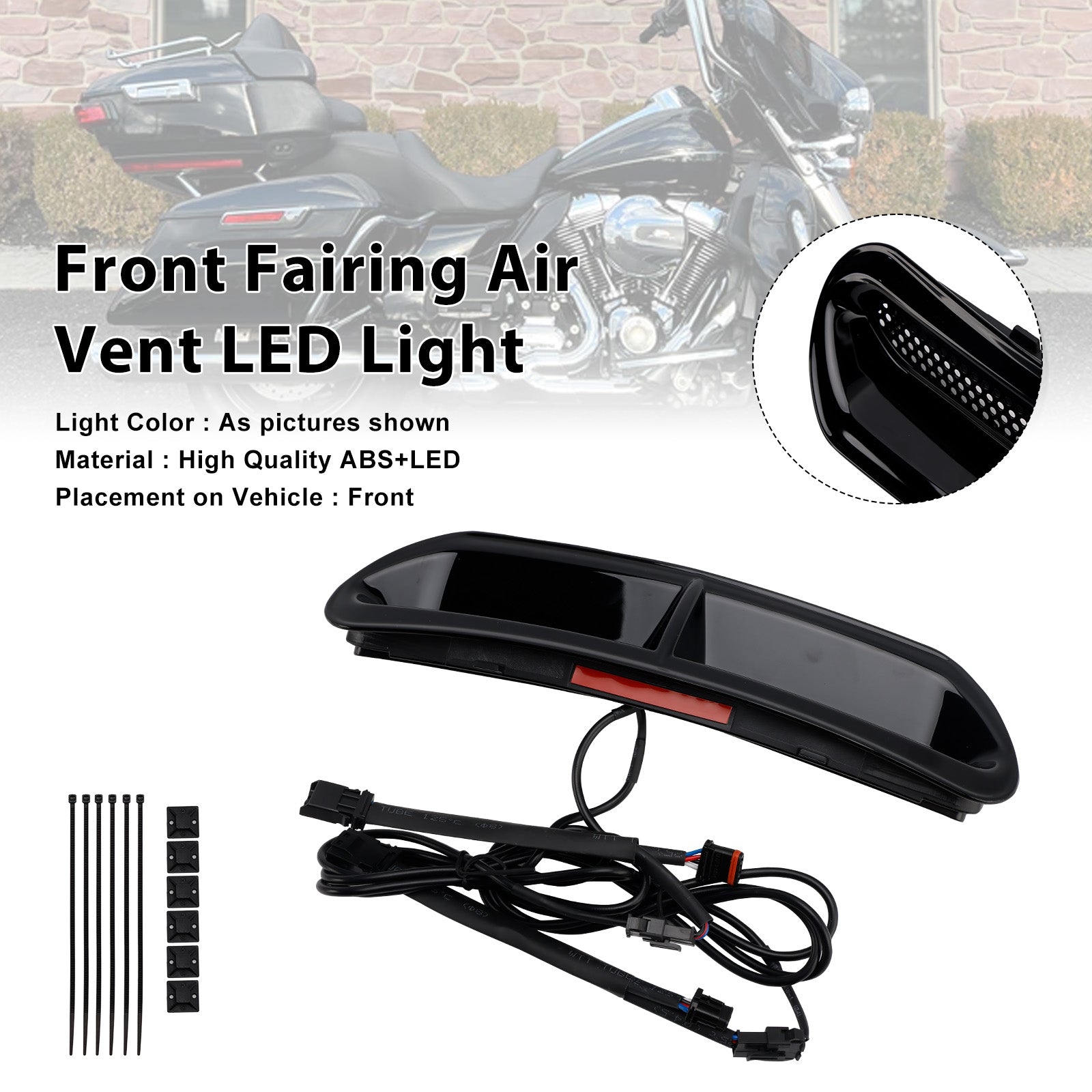 Front Fairing Air Vent LED Light For Touring Street Glide 2014-2024