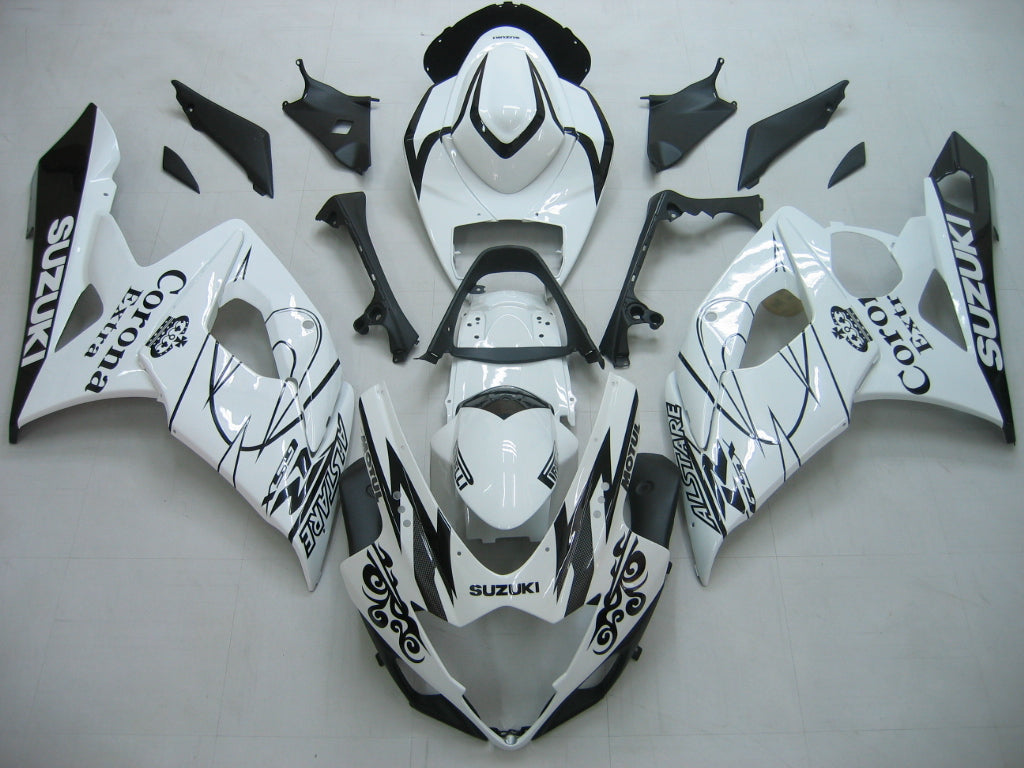 2005-2006 GSXR1000 White Black Bodywork Fairing ABS Injection Molded Plastics Set Generic