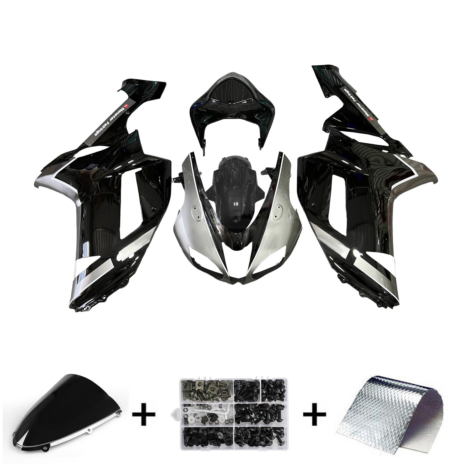 Injeksjon Fairing Kit Bodywork Plast Abs Fit for Kawasaki ZX6R 636 2007-2008