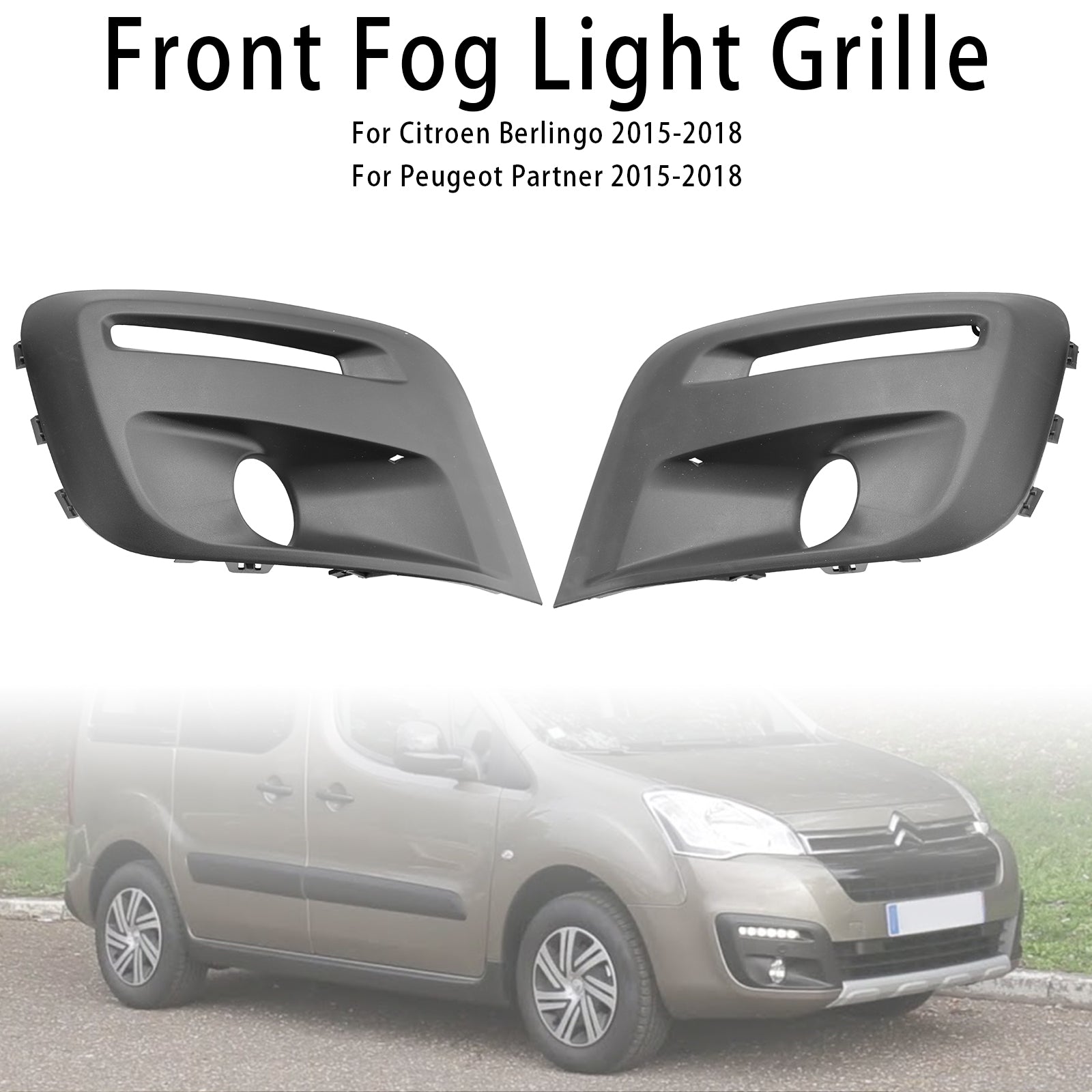 Front Bumper Foglight Grille Fit Citroen Berlingo Fit Peugeot Partner 2015-18