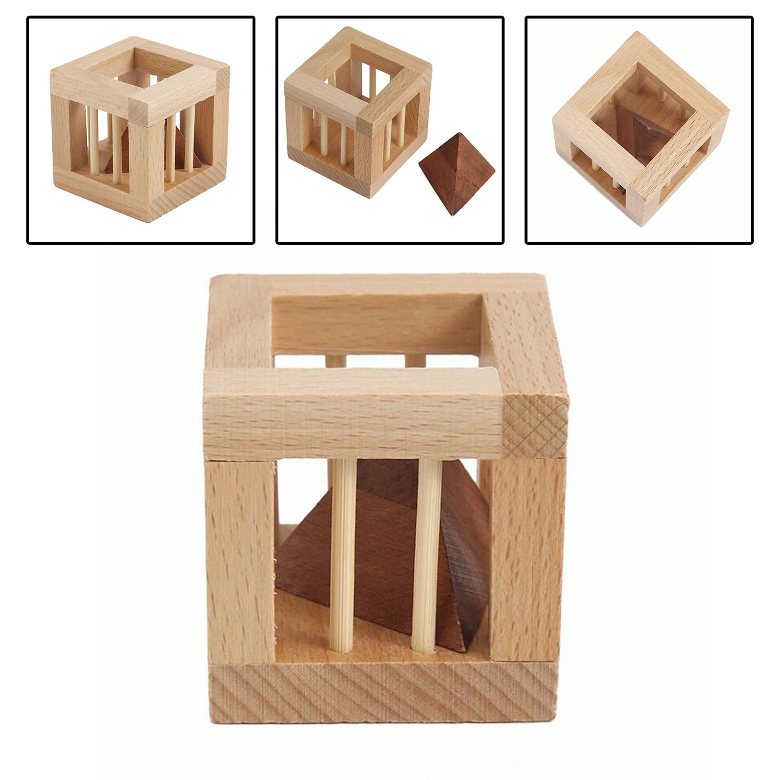 Geheime Piramide Houten Brain Teaser Intelligentiepuzzel IQ Cube Trick 3D Kid Toy