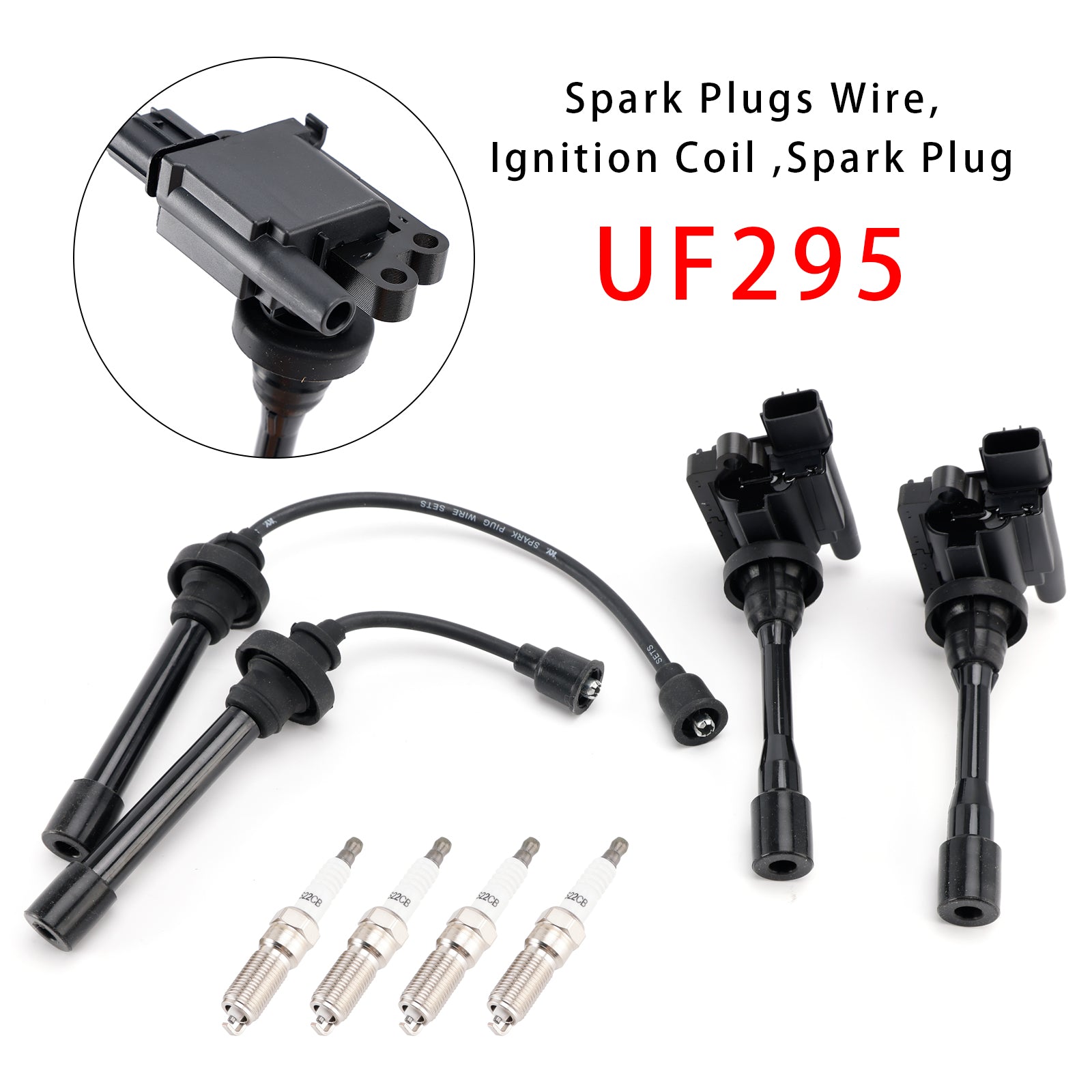 2003-2005 For Mitsubishi Outlander 2.4L L4 2x Ignition Coil+2x Wires+4x Plugs UF295