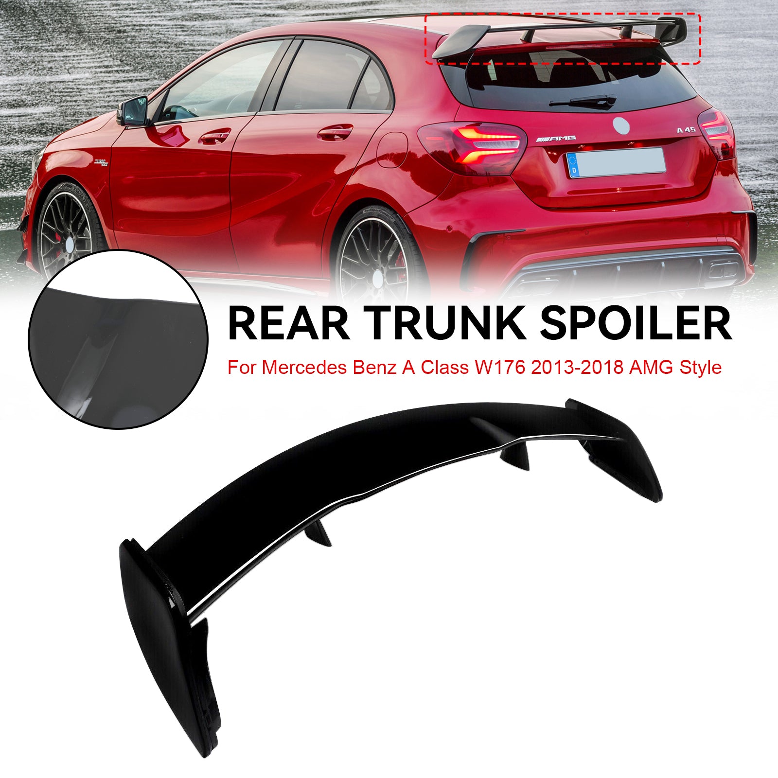 2013-2018 Mercedes A Class W176 AMG Style Black Rear Roof Spoiler Wing