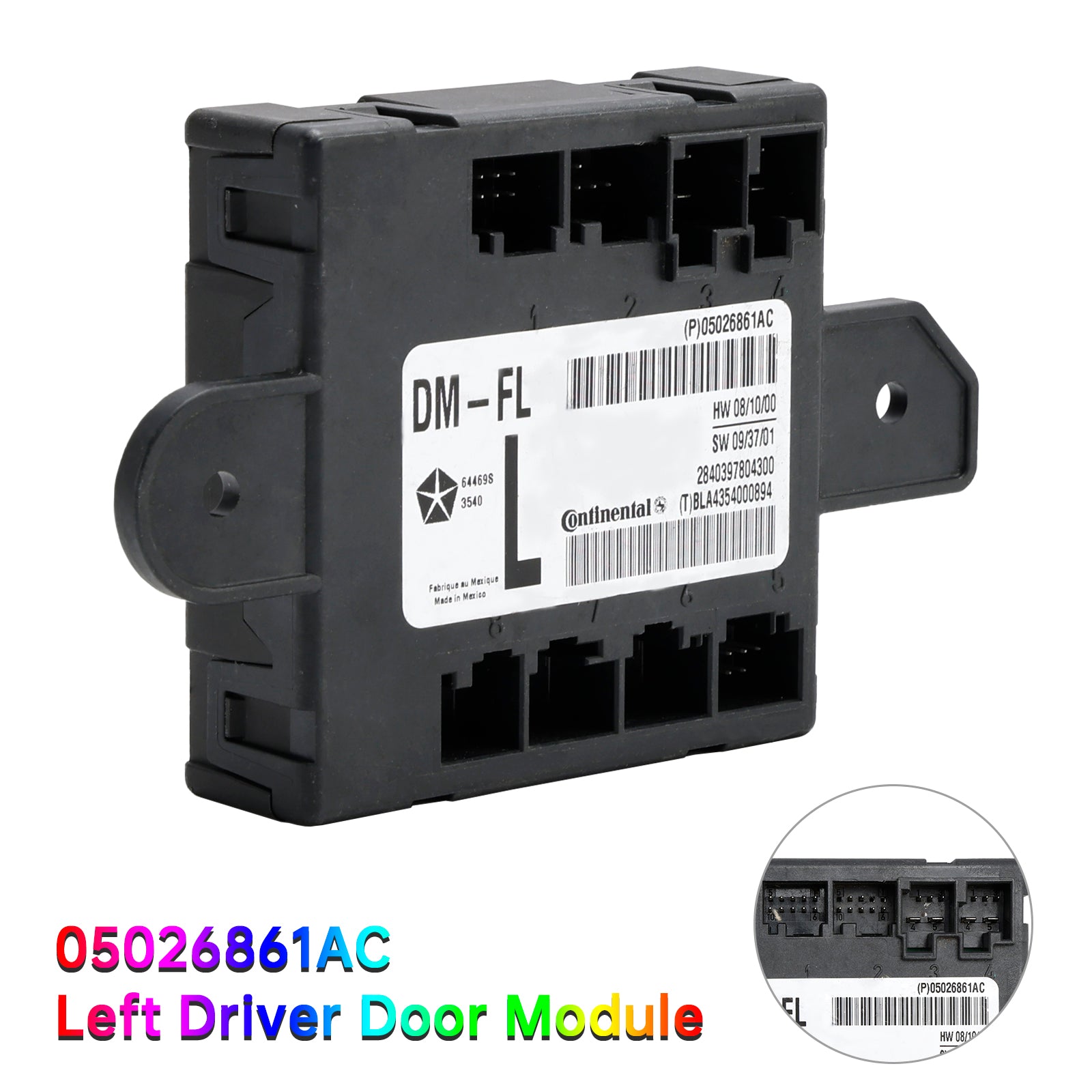 05026861AC Front Left Driver Door Module for Dodge Chrysler 2007-2020