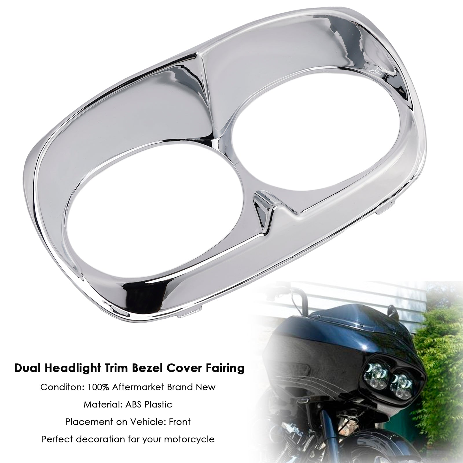 Dual Headlight Trim Bezel Cover Fairing For Road Glide 1998-2013