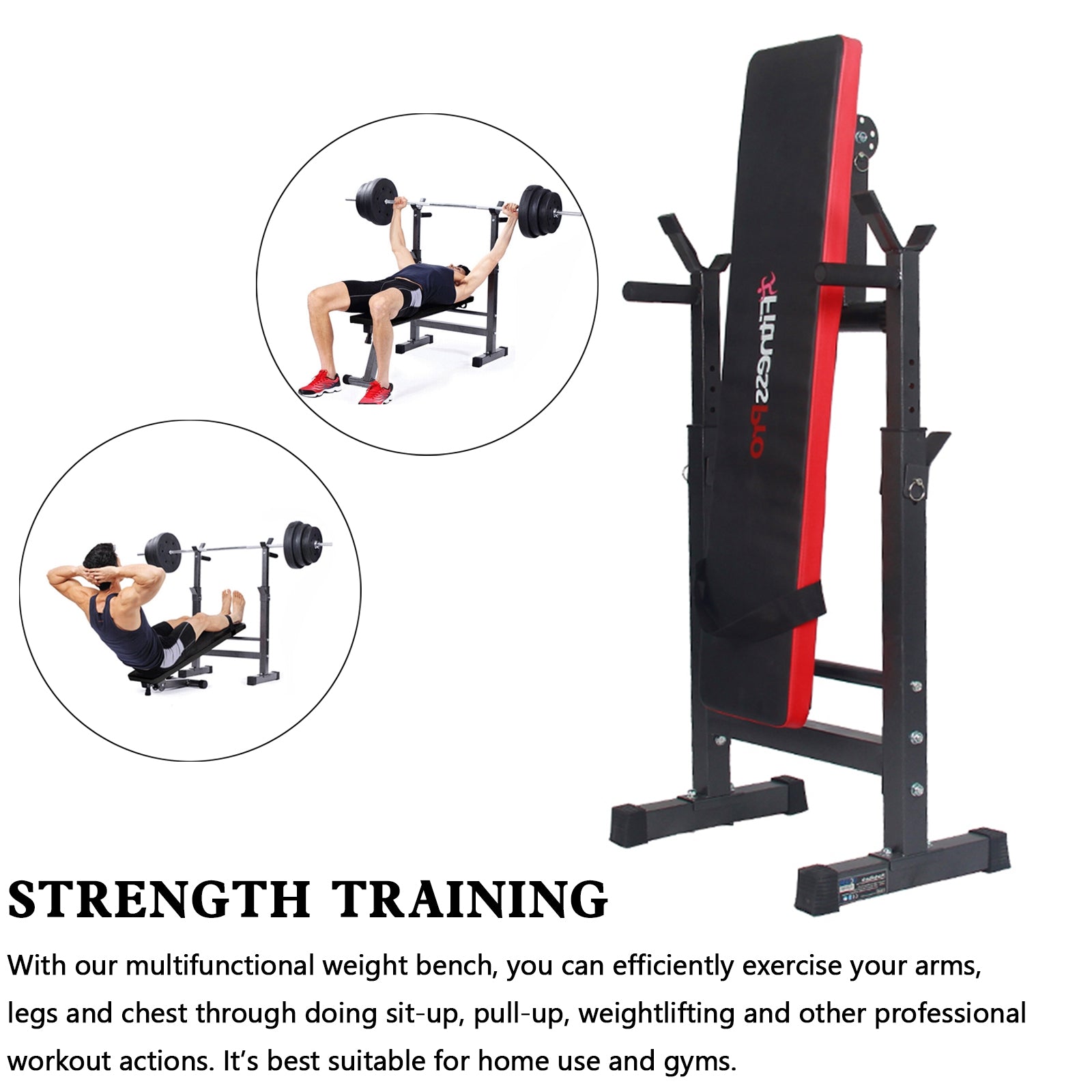 Adjustable Weight Bench Folding Bench Press w/Barbell Rack Pec workout