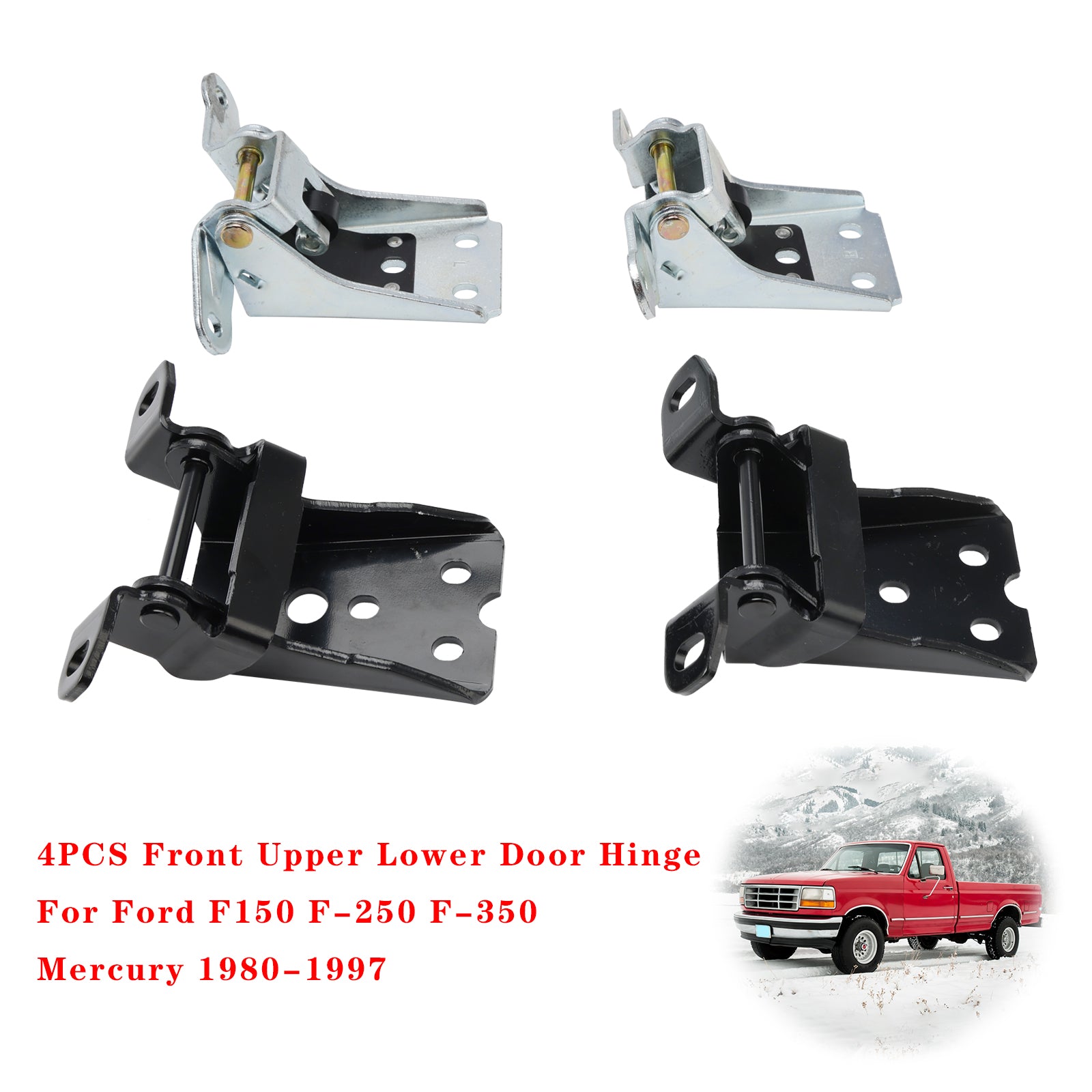 4PCS Front Upper Lower Door Hinge For Ford F150 F-250 F-350 Mercury 1980-1997