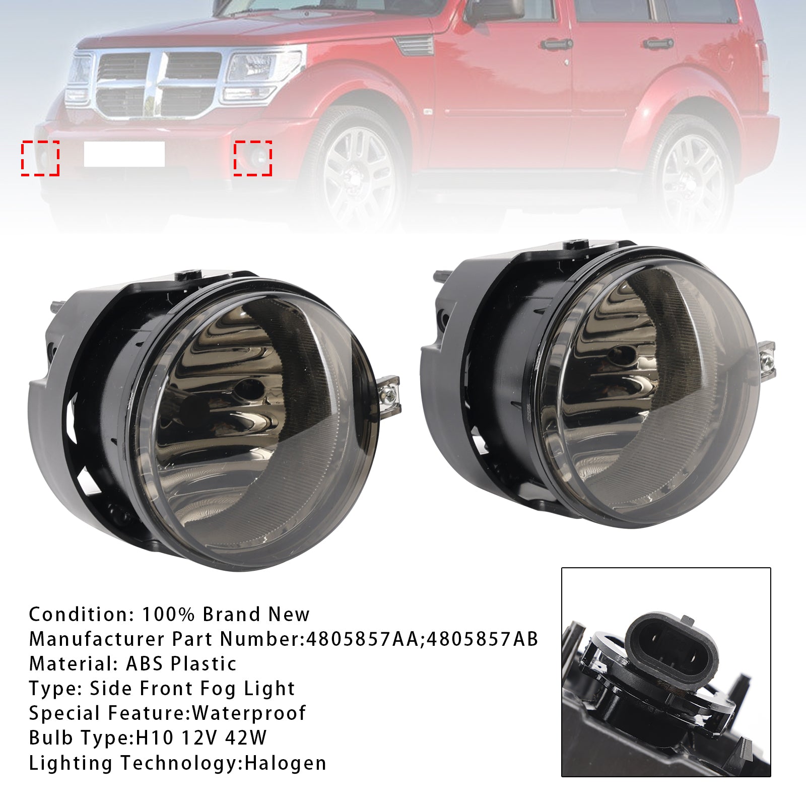 Par tåkelys for Dodge Chrysler Caliber Jeep Compass 4805857AA