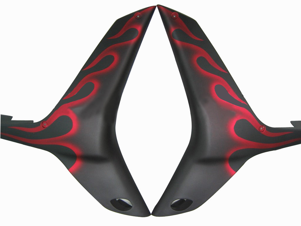 2007-2008 Honda CBR 600 RR Matte Black & Red Flame CBR Racing Fairings Generic