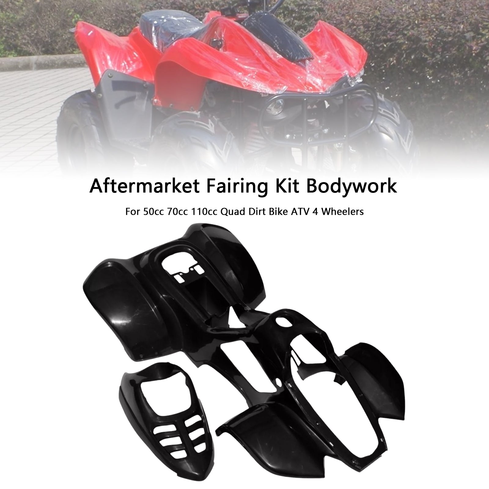 Plastics Fairing Fenders Kit 50cc 70cc 110cc Dinosaur Quad Dirt Bike ATV Black