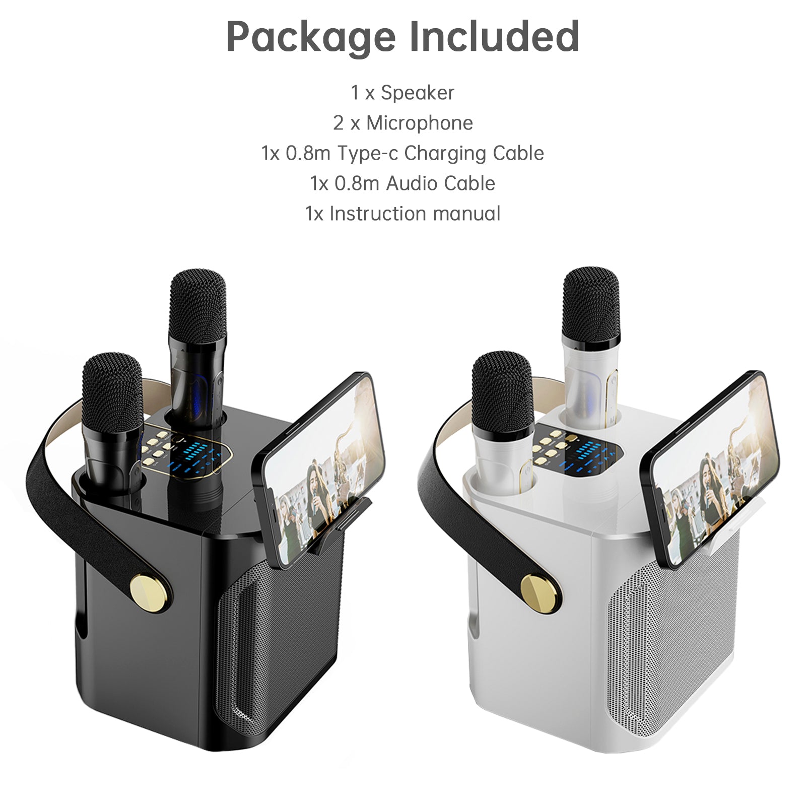 Draadloze Bluetooth-luidspreker Dubbele microfoon Karaoke Home Draagbare karaoke-luidspreker