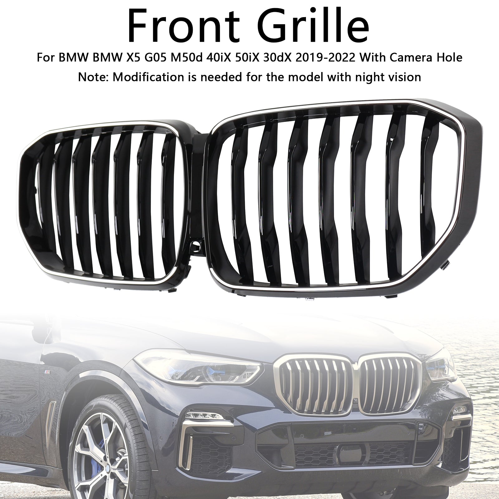 2019-2022 BMW X5 G05 Gloss Black Front Kidney Grille M-performance
