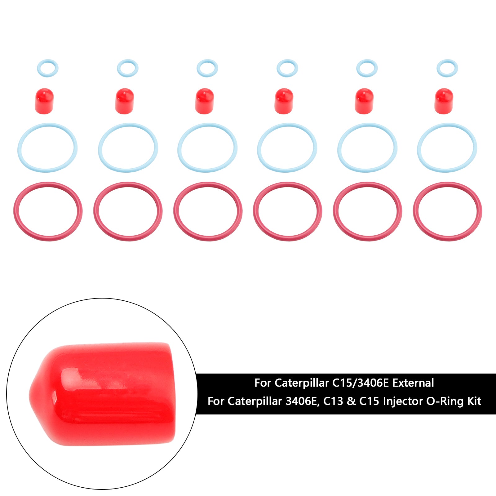 CAT C15/3406E Externé 6ks palivové vstrekovače TEAL O-RING KIT NASTAVENIE CATERPILLAR 2481394 248-394 189-5390 1895390