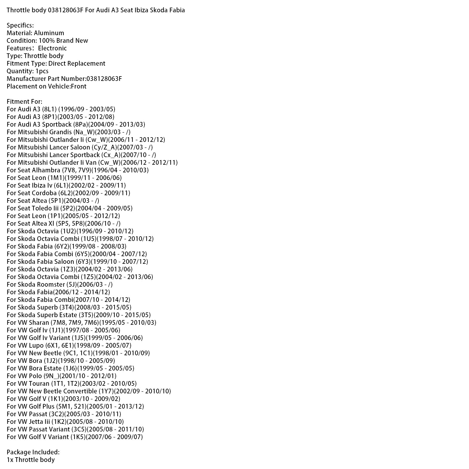 2007/10+ Mitsubishi Lancer Sportback (Cx_A) gasklephuis 038128063F