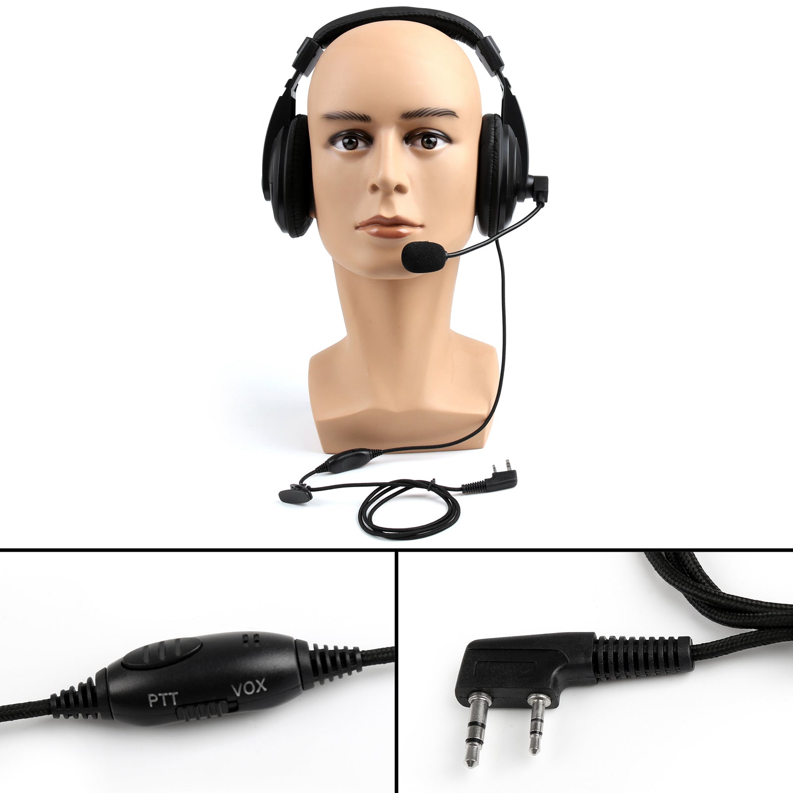 Micro-casque aérien robuste PTT pour Radio Kenwood Puxing Baofeng