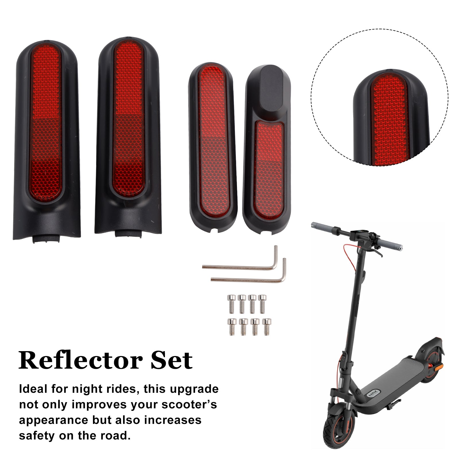 Conjunto de 4 tampas laterais de scooter com refletor traseiro para Xiaomi 4 Pro (1ª geração)