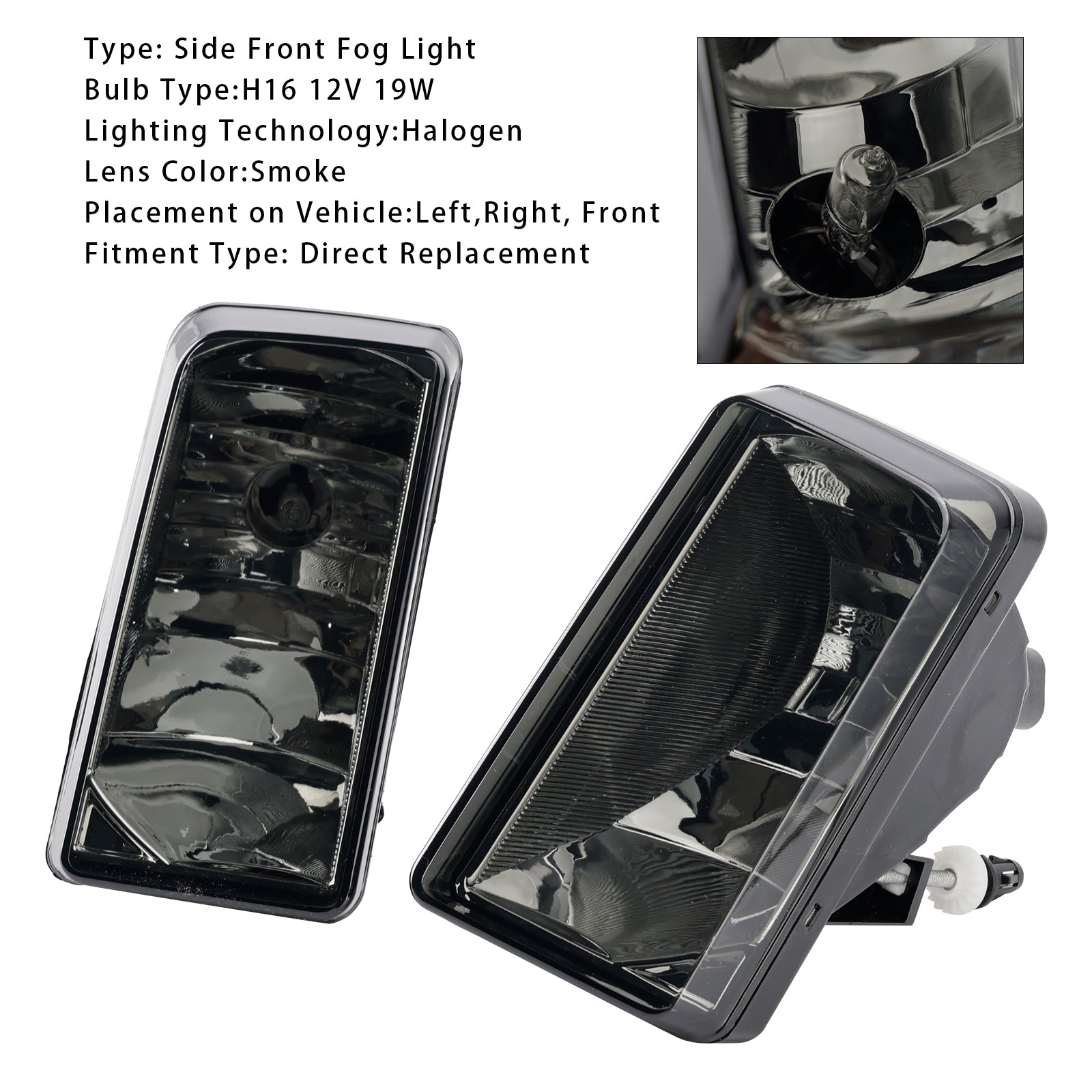 Paar mistlamplampen met lampen voor Chevy Silverado 2007-2013 gerookte lens