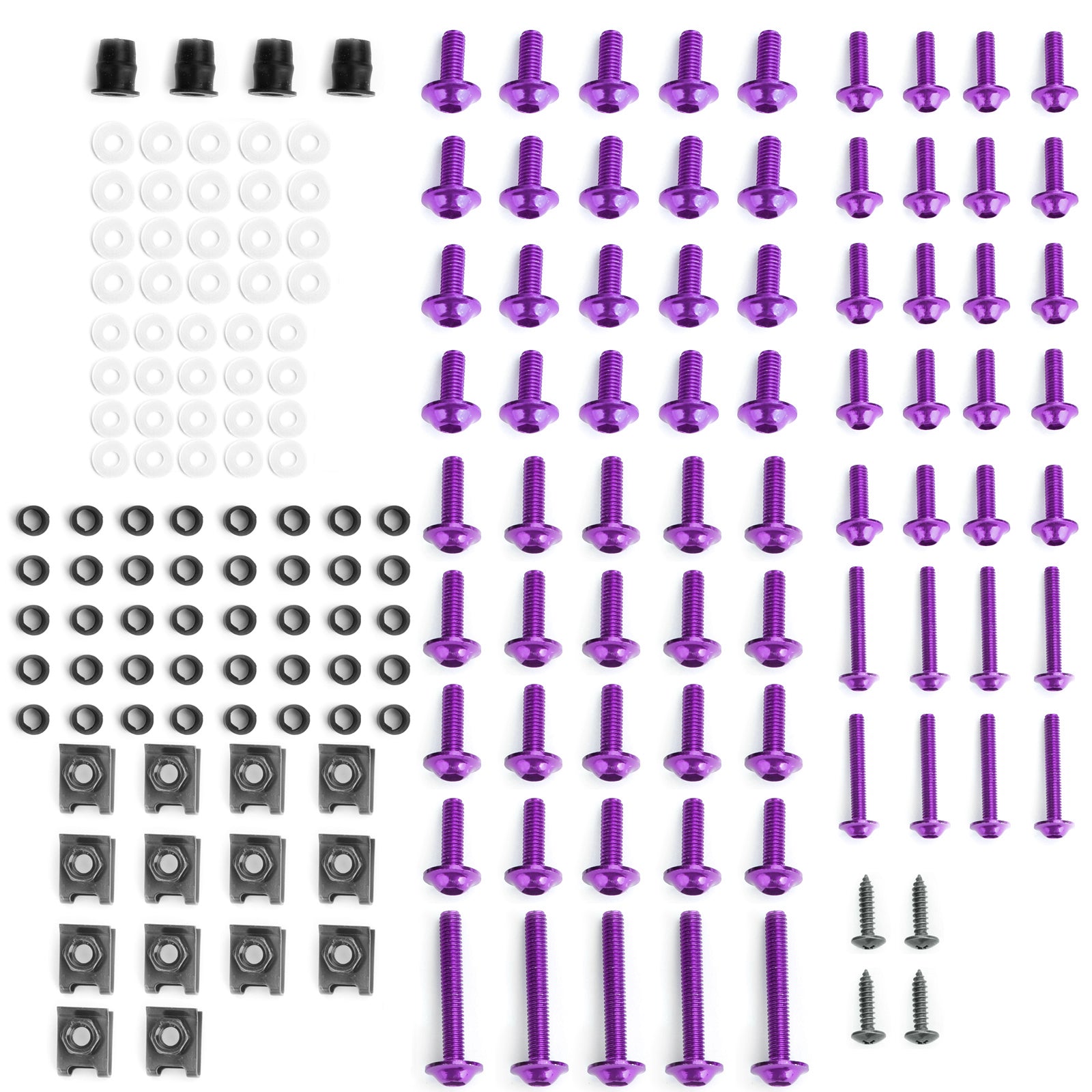 Kit de boulons de carénage pour motos de sport, 177 pièces, vis de fixation M5/M6 violettes