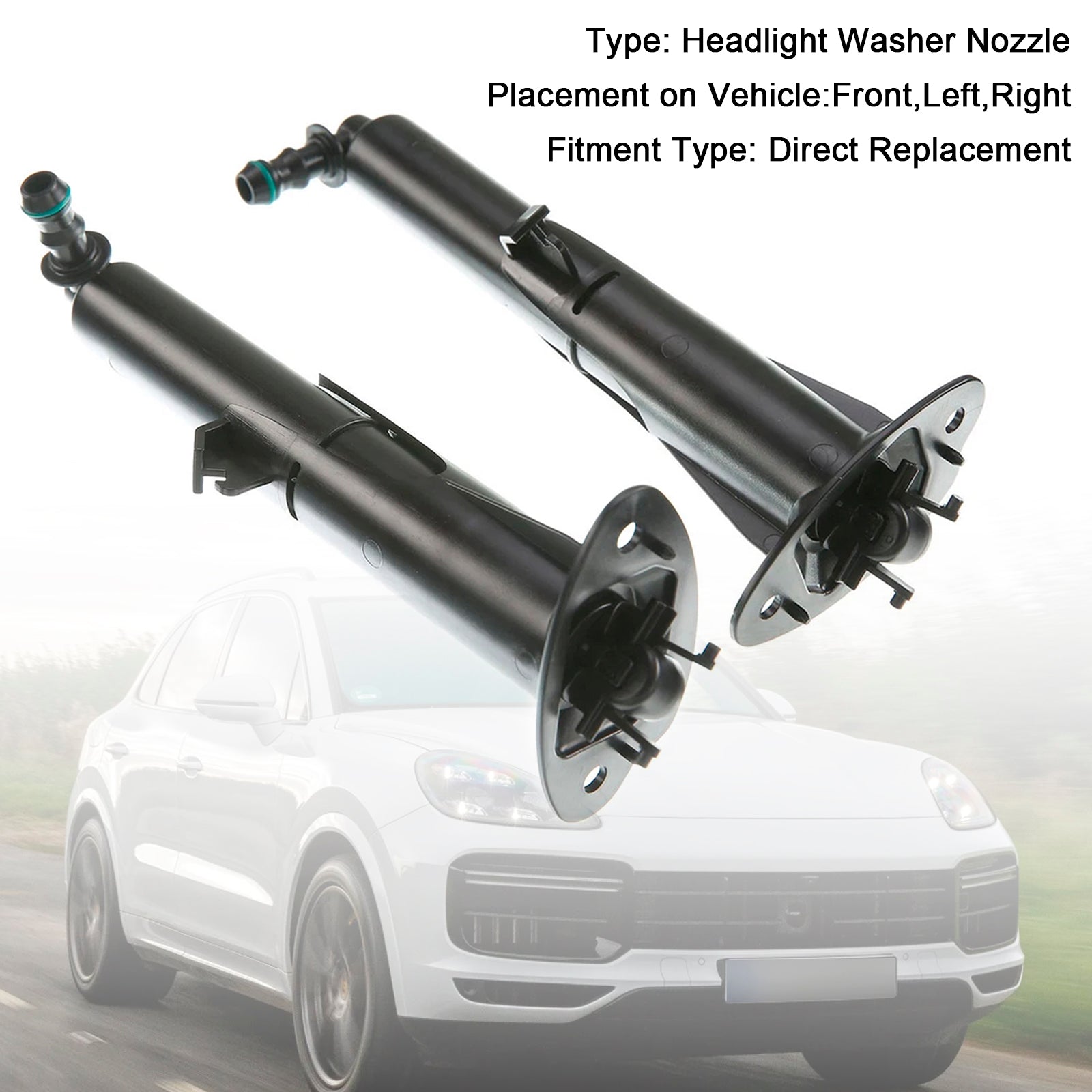 2015-2017 Porsche Cayenne 1 Pair Front Headlight Spray Washer Nozzle