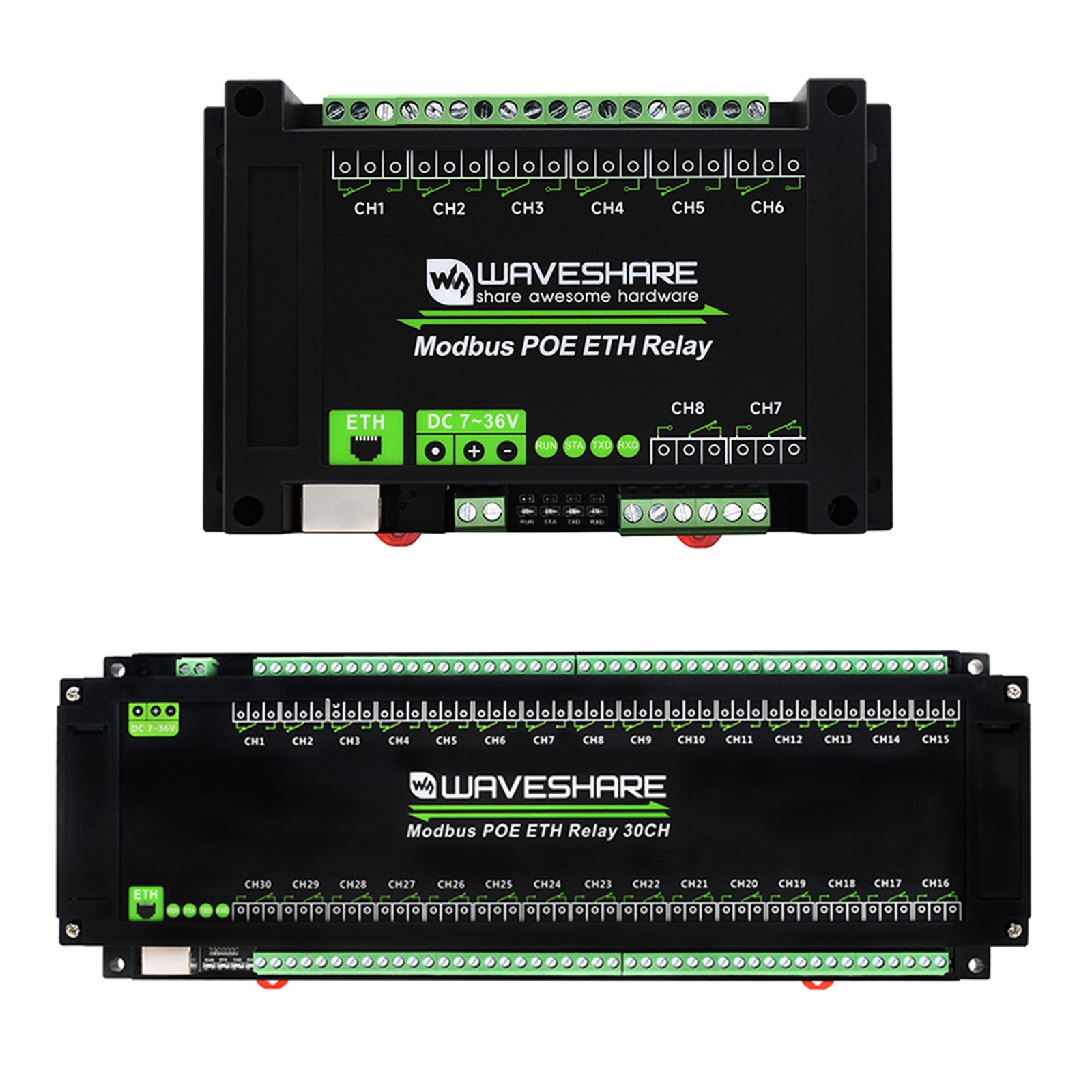 Module de relais Ethernet 8/30 canaux, protocole Modbus TCP, Communication Ethernet Poe