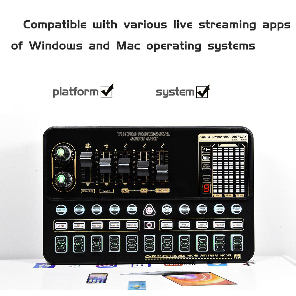 V10 Geluidskaart Live geluidskaart Mobiele telefoon Karaoke Computer Live uitzending Tik Tok-apparatuur