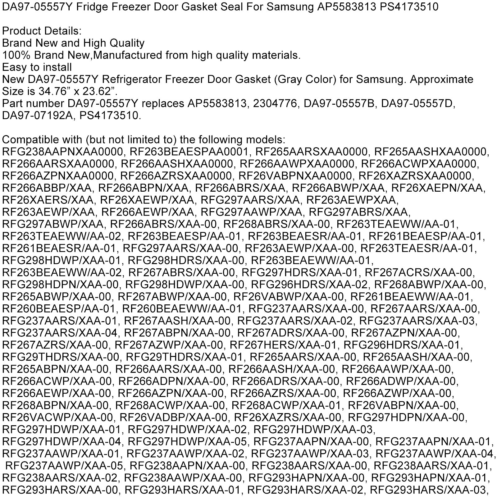 Junta de puerta de frigorífico y congelador DA97-05557Y, para Samsung AP5583813 PS4173510