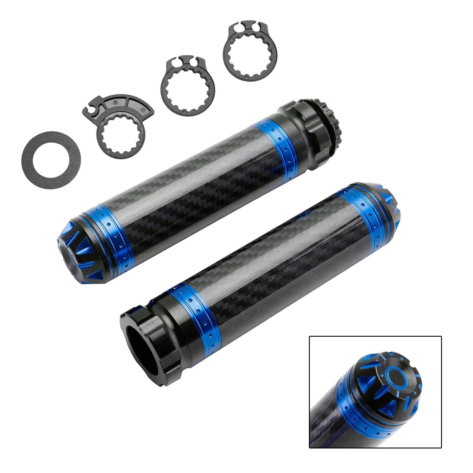 7/8"/22mm Motorfiets Stuur Handgrepen Carbon Universeel Groen Voor Motorfiets Zilver