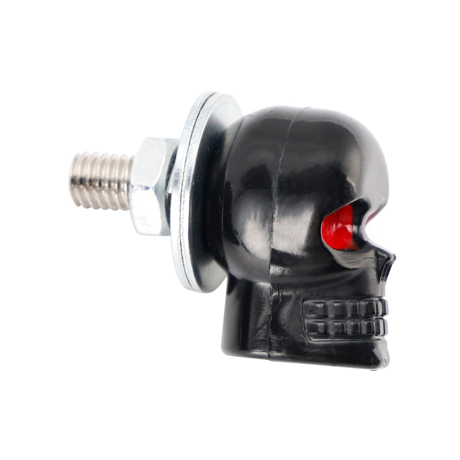 4x motorfiets fiets plastic zwarte schedel kentekenplaat bout op schroef op framemoer