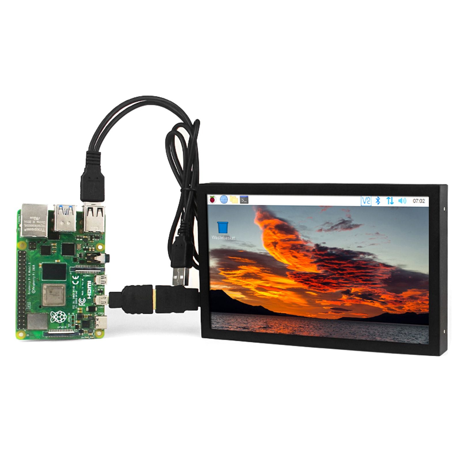 7-inch HD IPS-scherm VGA/AV/HDMI-interface Raspberry Pi pc-bewakingsscherm