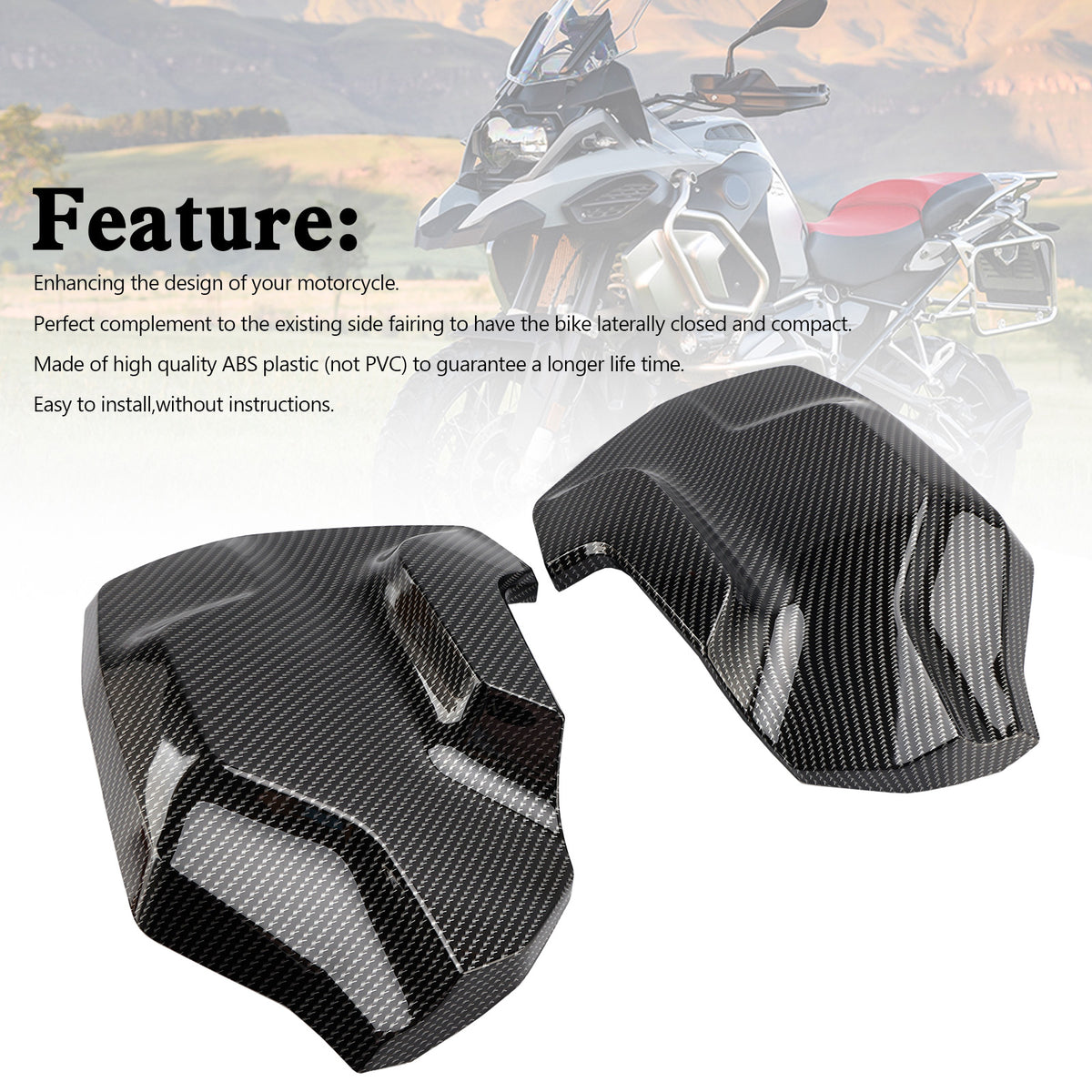 2018-2023 BMW R1250GS ADV Side Frame Fairing Cowl Guards Radiator Cover Carbon Generic