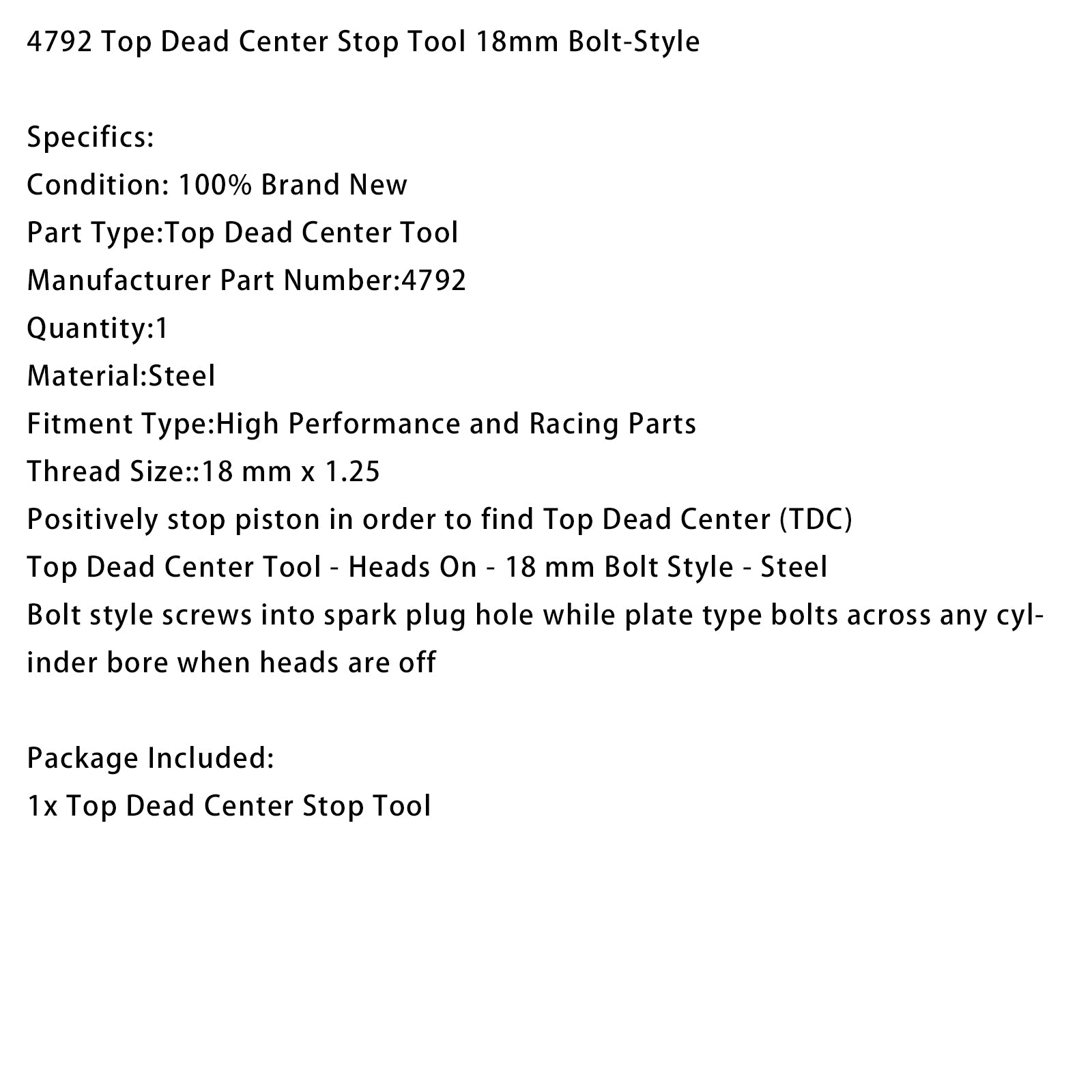 4792 Top Dead Center Stop Tool 18mm Bolt-Style