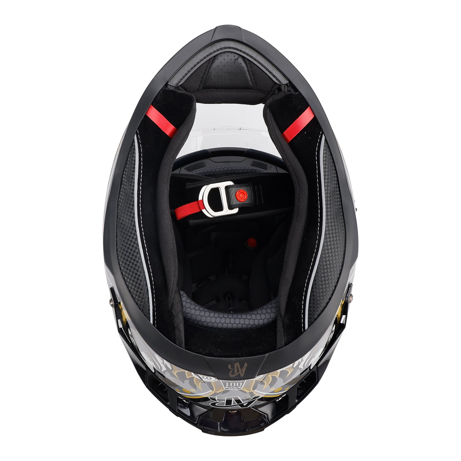 DOT Motorcycle Helmet Adult Street Full Face Black gold