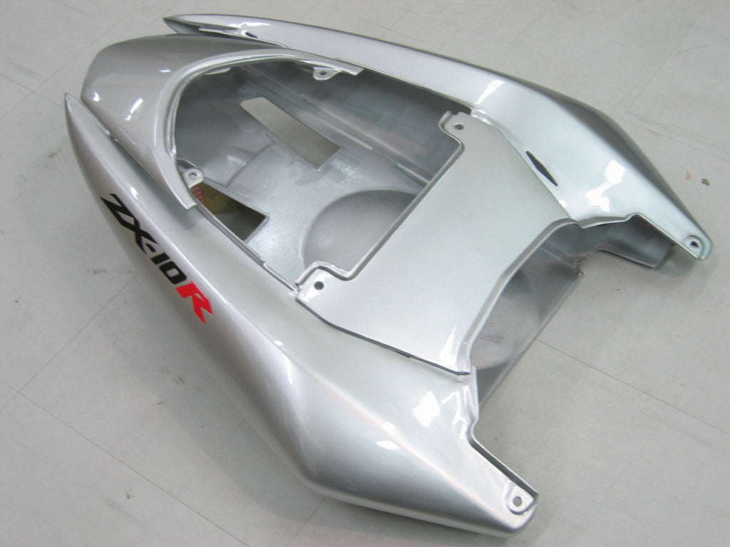 2004-2005 Kawasaki ZX 10R Silver Black Racing Fairings Generic