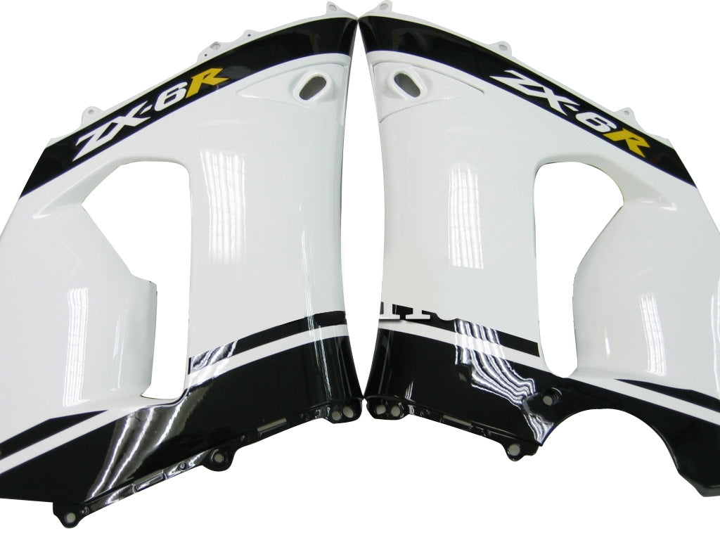 2005-2006 Kawasaki ZX6R 636 Fairings White Black elf ZX6R Racing Generic