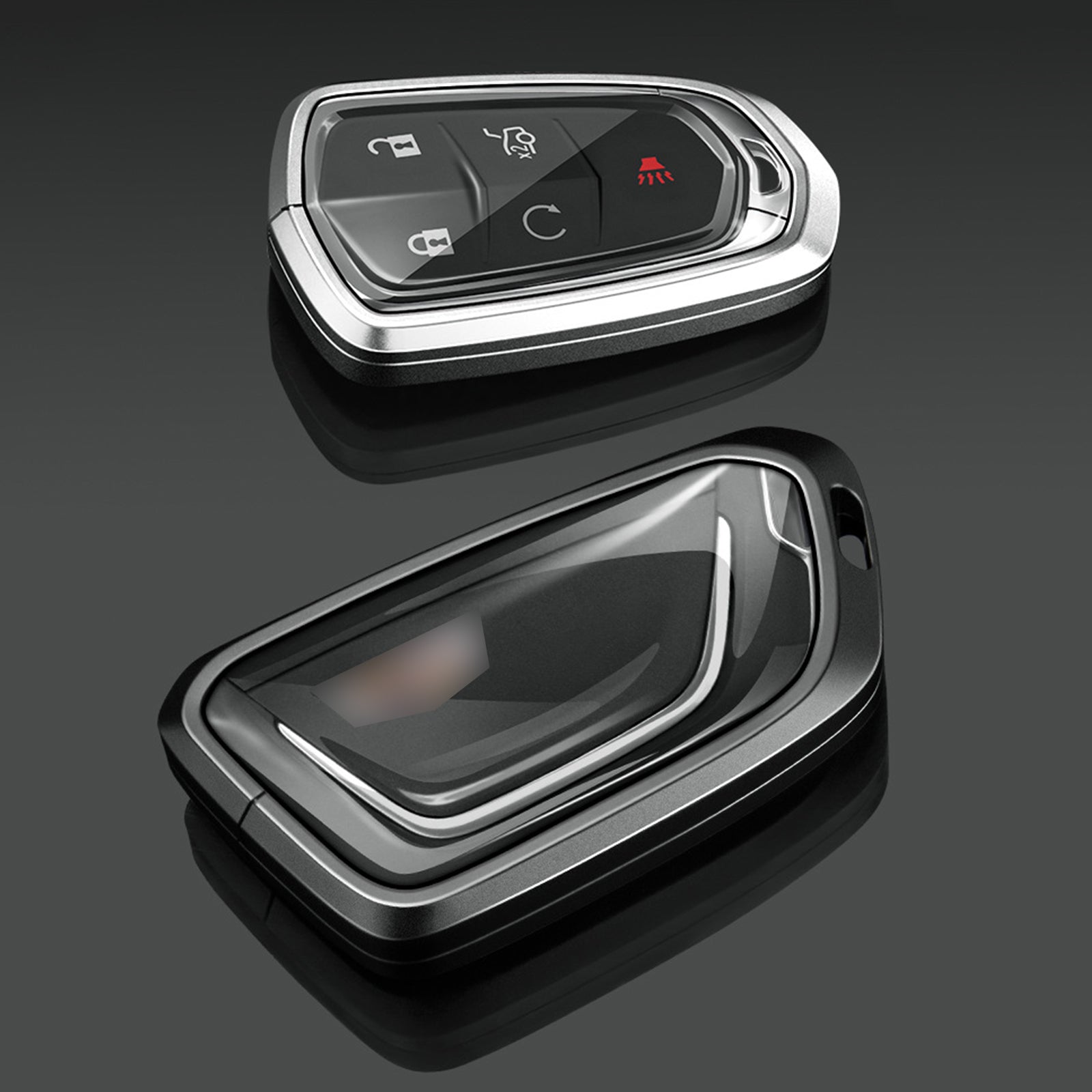 Aluminum Alloy TPU Black Car Key Case Cover With Buckle For Cadillac