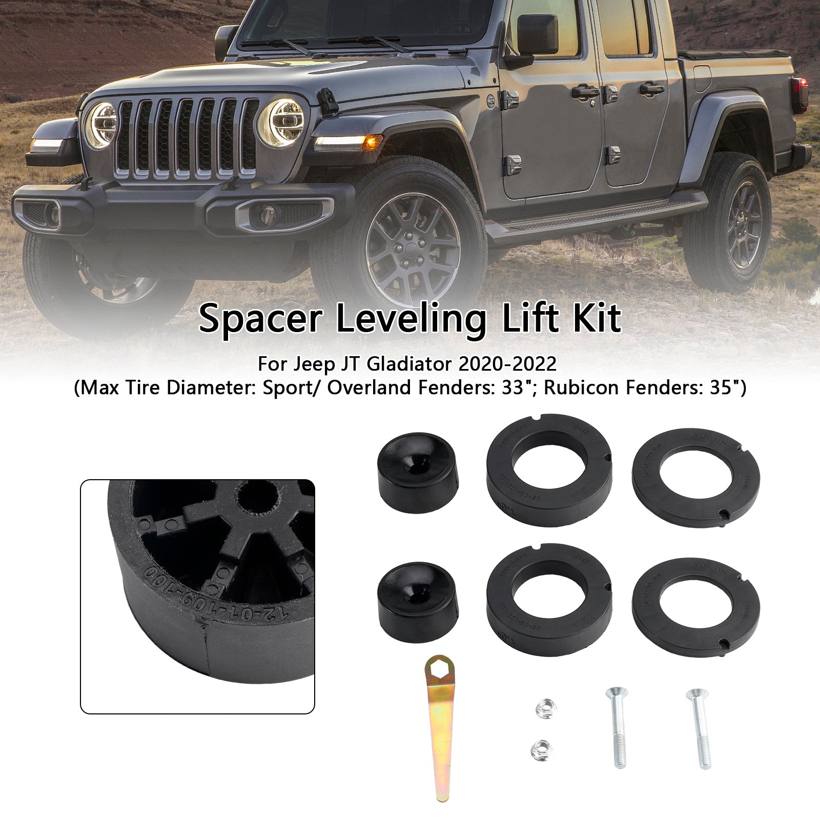 Parte delantera del Jeep Gladiator 2020-2022 1.5" Kit de elevación de nivelación con espaciador 1155300