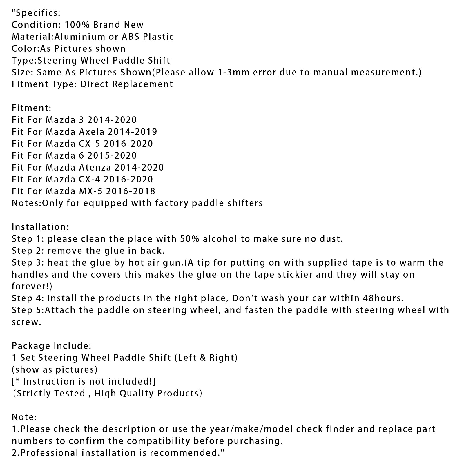 Stuurwielpaddle-shifterverlenging voor Mazda 3 6 CX-5