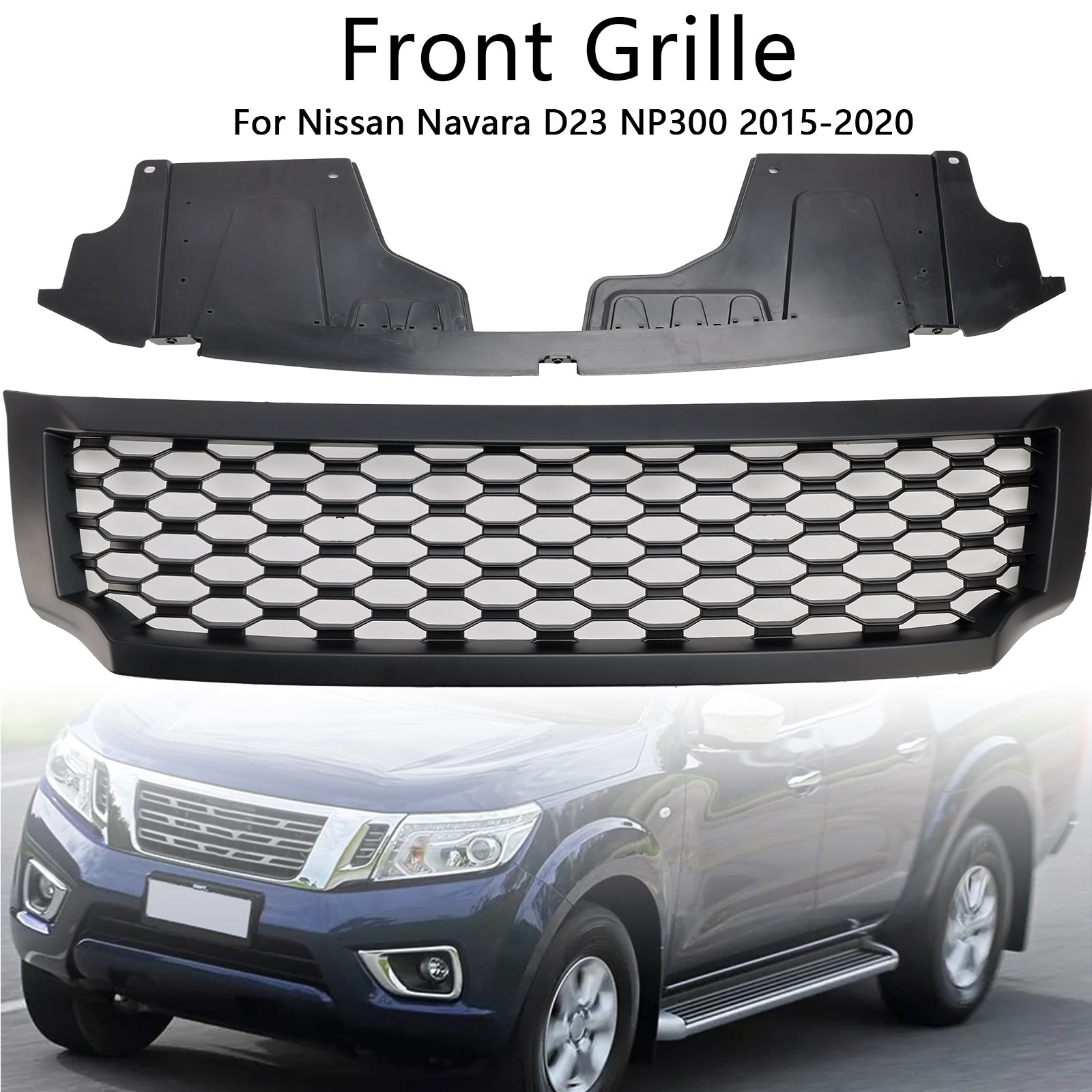 2015-2020 Nissan Navara NP300 D23 Matt Black Front Challed Grill Grille
