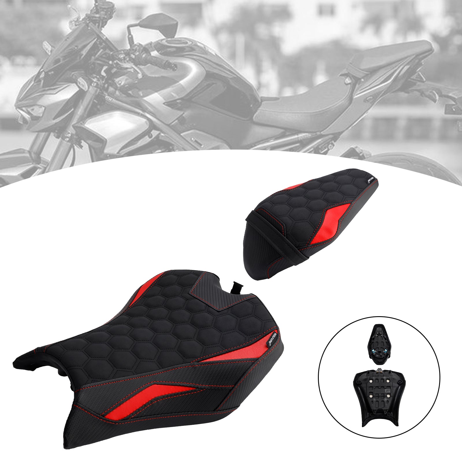 Front&Rear Raider Passenger Cushion Kit Red2 For Kawasaki Z900 Zr900-F 2025-
