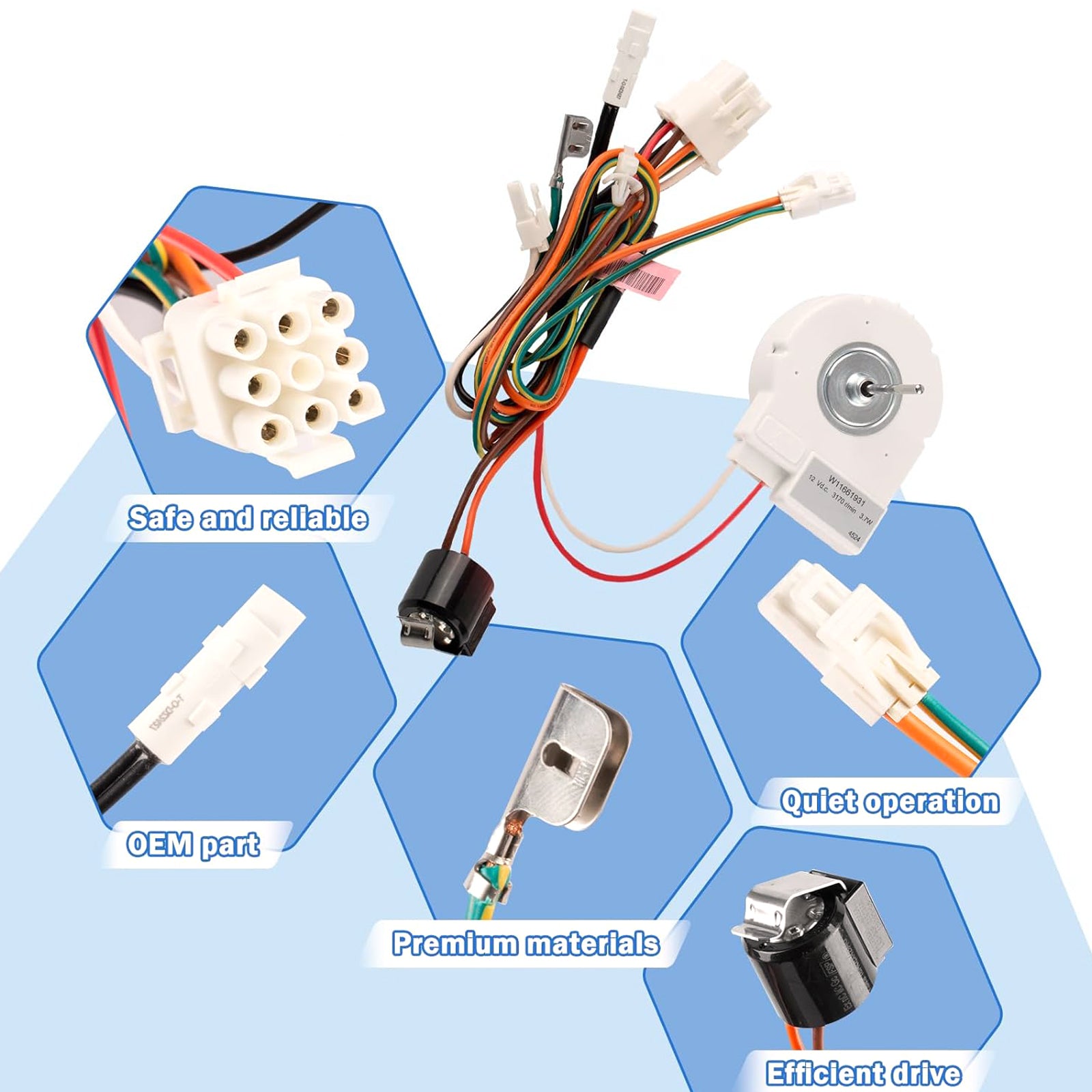 W11661931  W11314192 Moteur de ventilateur d'évaporateur de réfrigérateur Maytag PS16875930