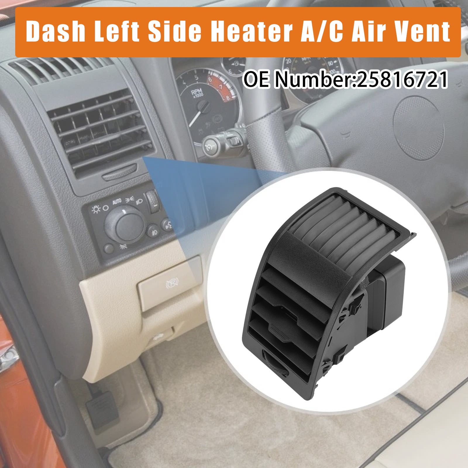 Grille de sortie d'air A/C pour chauffage latéral gauche du tableau de bord, adaptée au Hummer H3 H3T 2006 – 2010