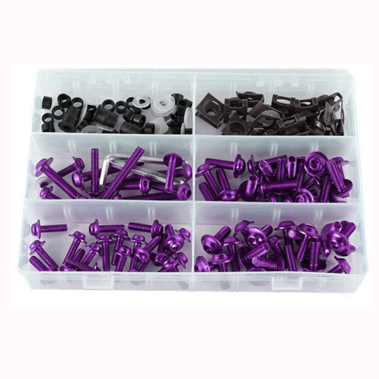 Kit de boulons de carénage pour motos de sport, 177 pièces, vis de fixation M5/M6 violettes