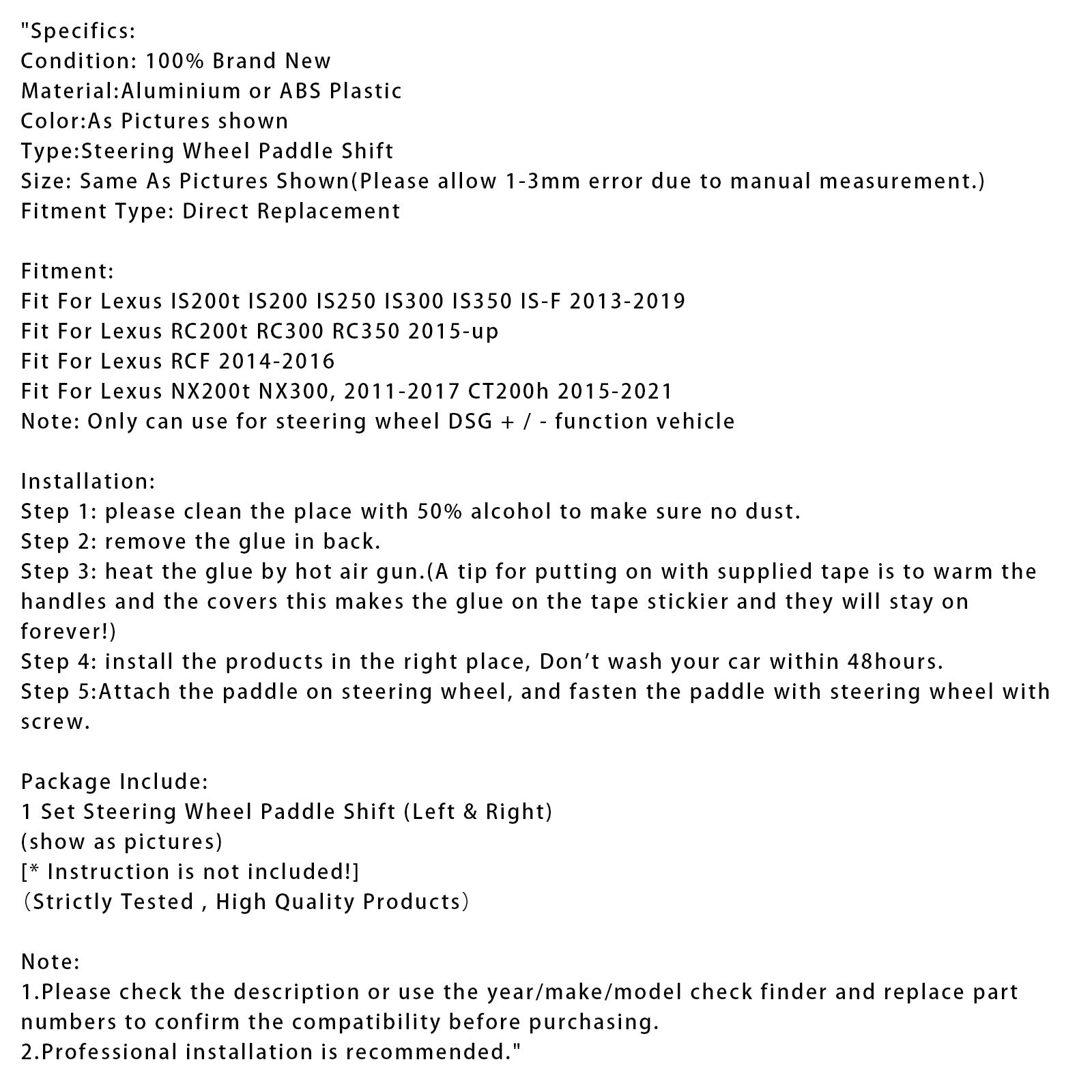 Stuurwielpaddle-shifterverlengingen voor Lexus IS RC RCF NX