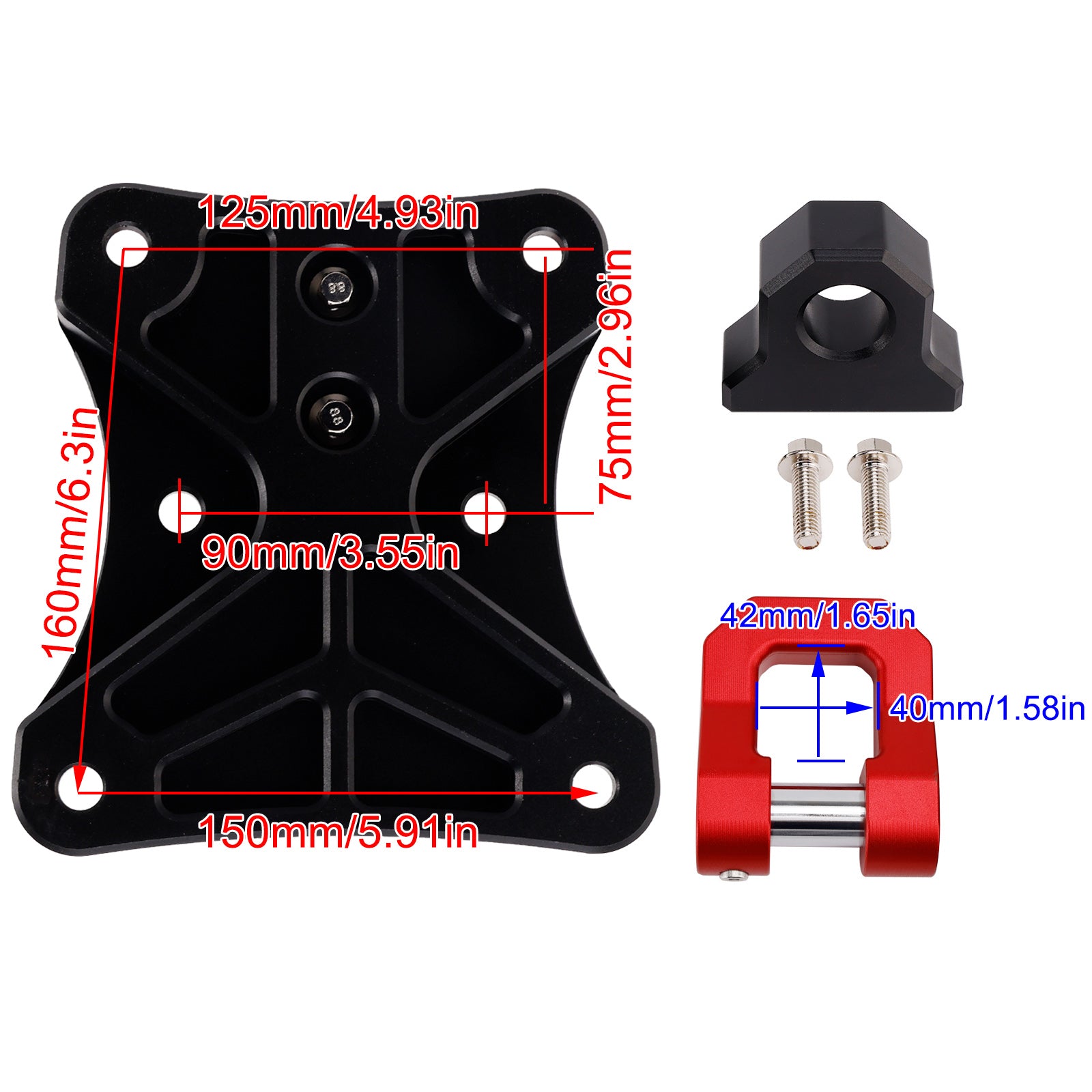 Rear Tow Hook Pull Plate With 3/4" D-Ring Fits For Yamaha Maverick X3 900 X Max
