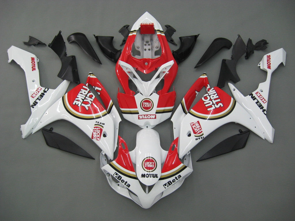 2007-2008 Yamaha YZF-R1 Wit Rood Lucky Strike Racing Amotopart Stroomlijnkappen Douane kuip