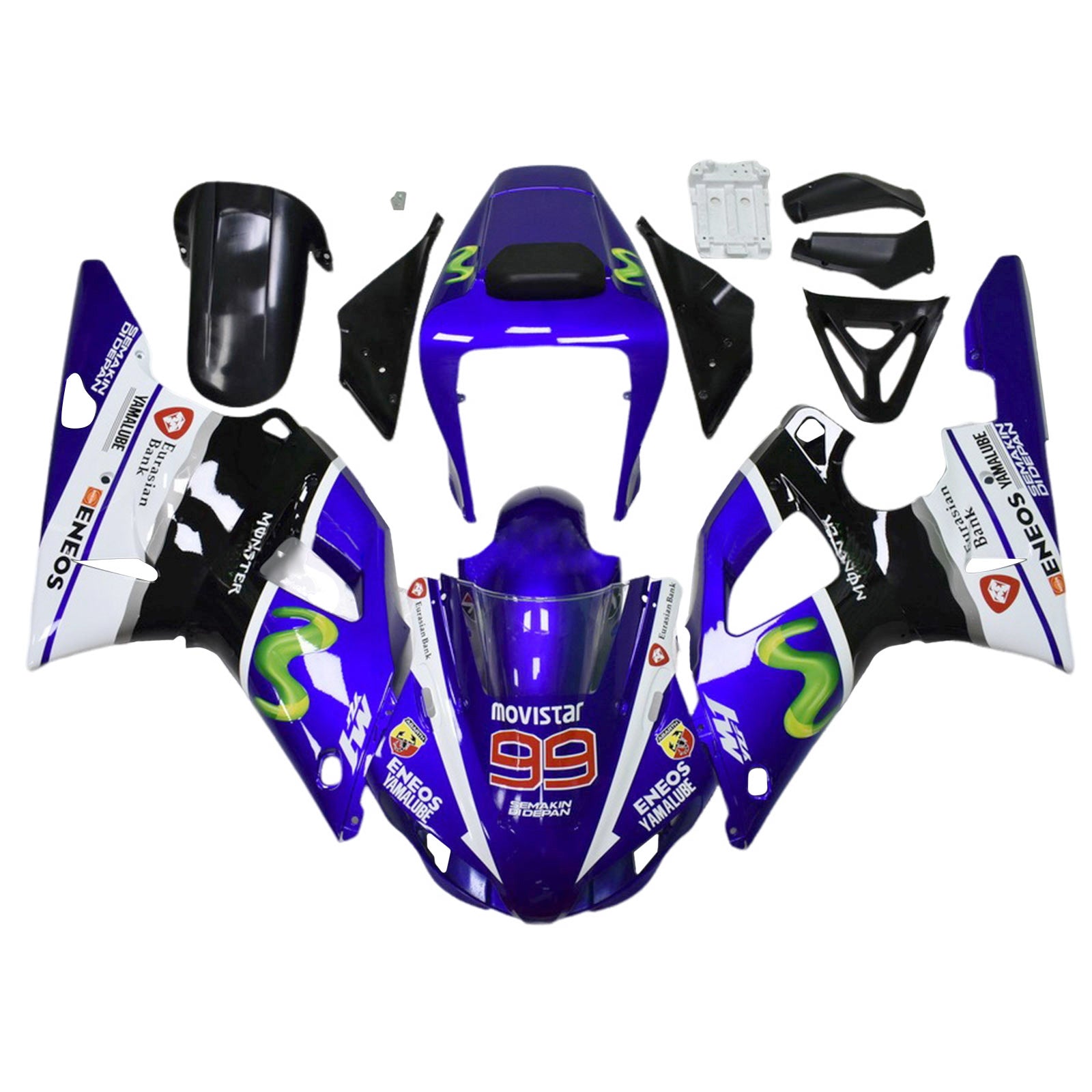 1998-1999 Yamaha YZF-R1 Kit de carénage d'injection carrosserie plastique ABS