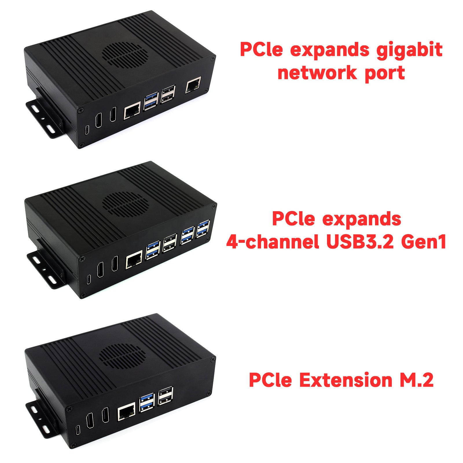 Extension Raspberry Pi 5 tout-en-un, plaque d'extension PCIE, Double sortie HDMI 4K