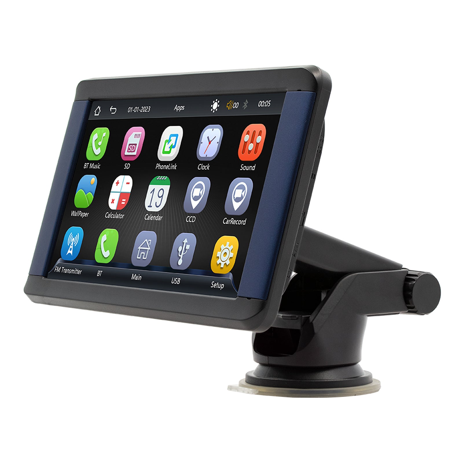 Lecteur MP5 de voiture portable 7 pouces, moniteur Bluetooth, Carplay sans fil + 4 caméras LED