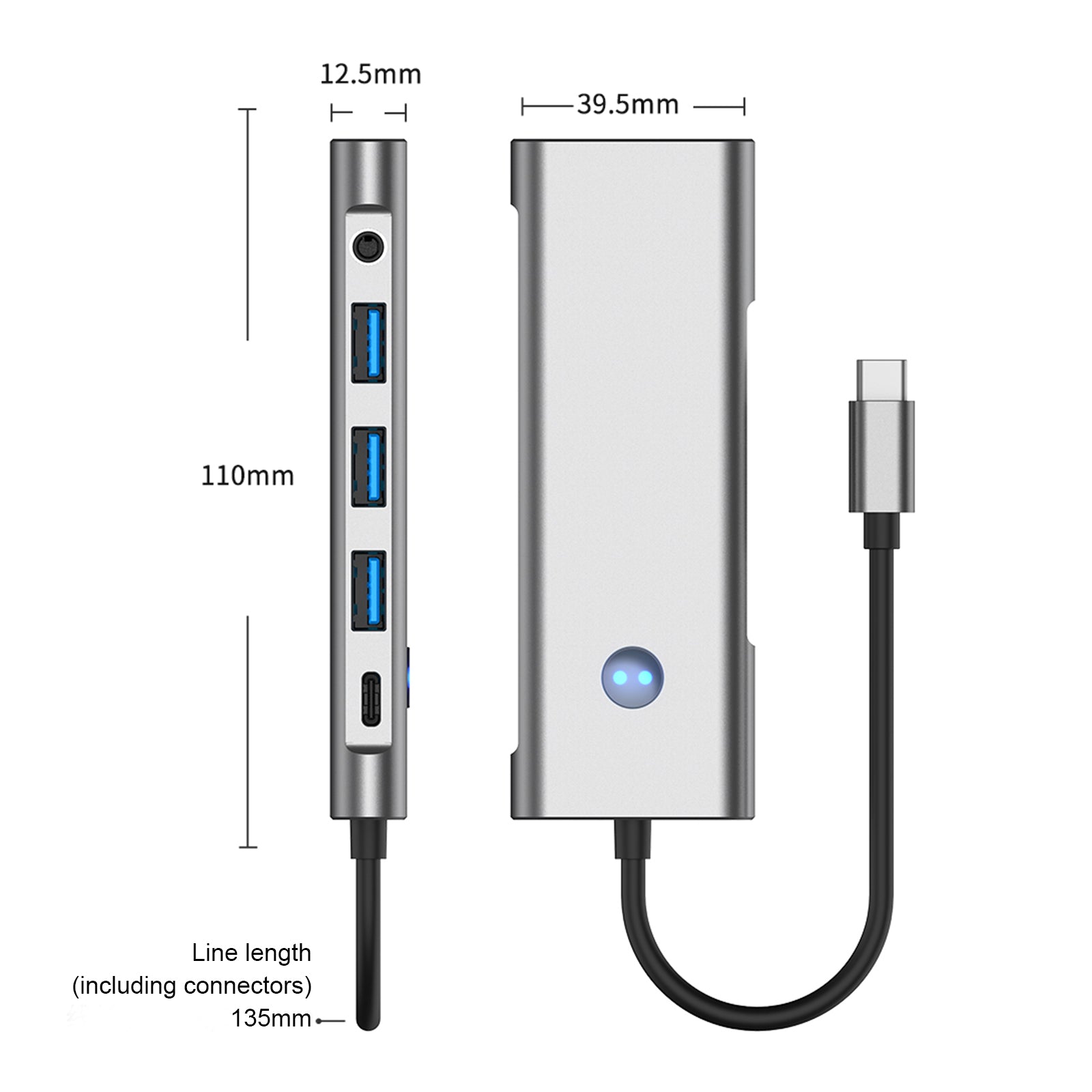 9 in 1 TYPE-C+USB3.0 USB2.0 HDMI SD/TF PD100W Audio Data Interface Hub Adapter